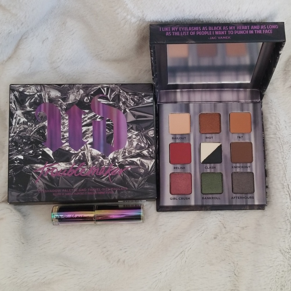 URBAN DECAY TROUBLEMAKER EYESHADOW PALETTE MASCARA